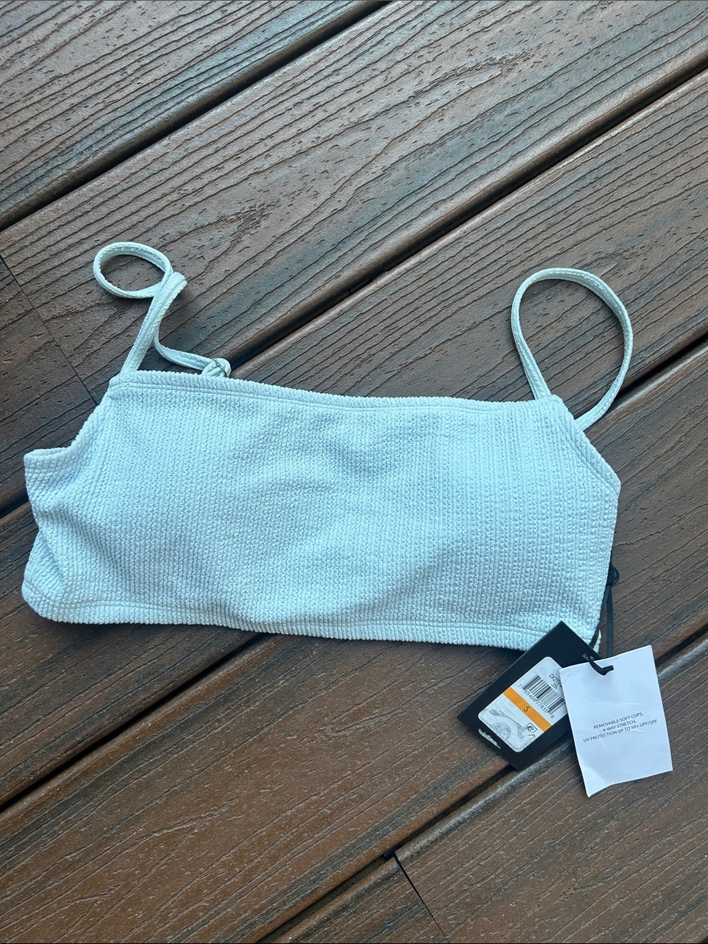 Light Blue Textured Cropped Bralette Bikini Top